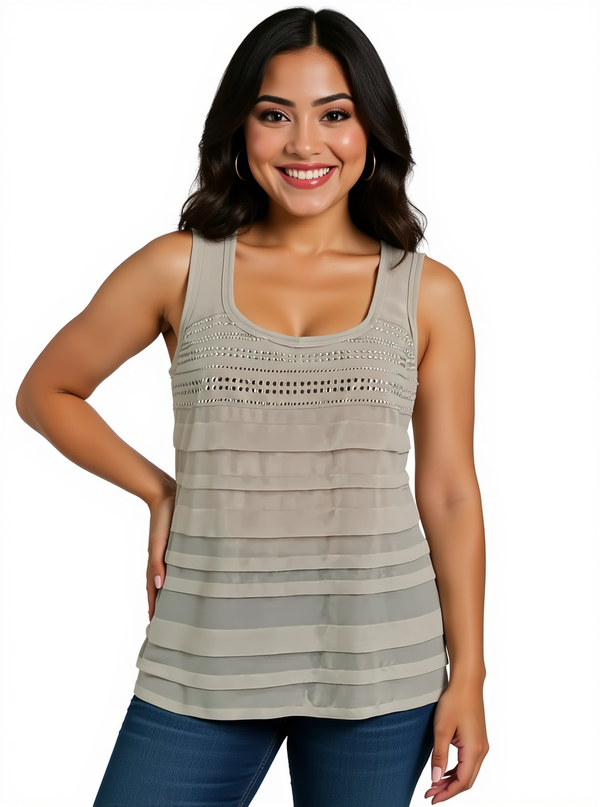 Alfani Sand Ruffle Pre-Owned Ladies New With Tags Top - Size Small