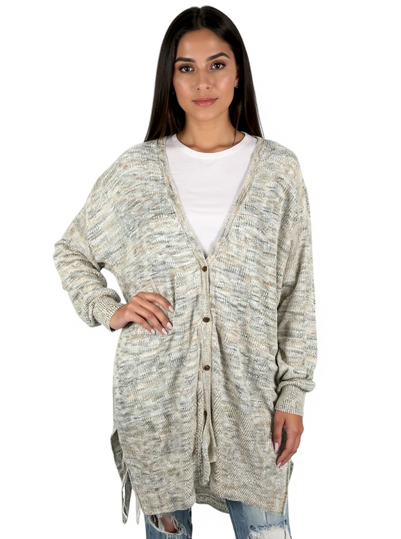 Free People Cream/Blue/Orange Heathered Pre-Owned Ladies Top - Size Large