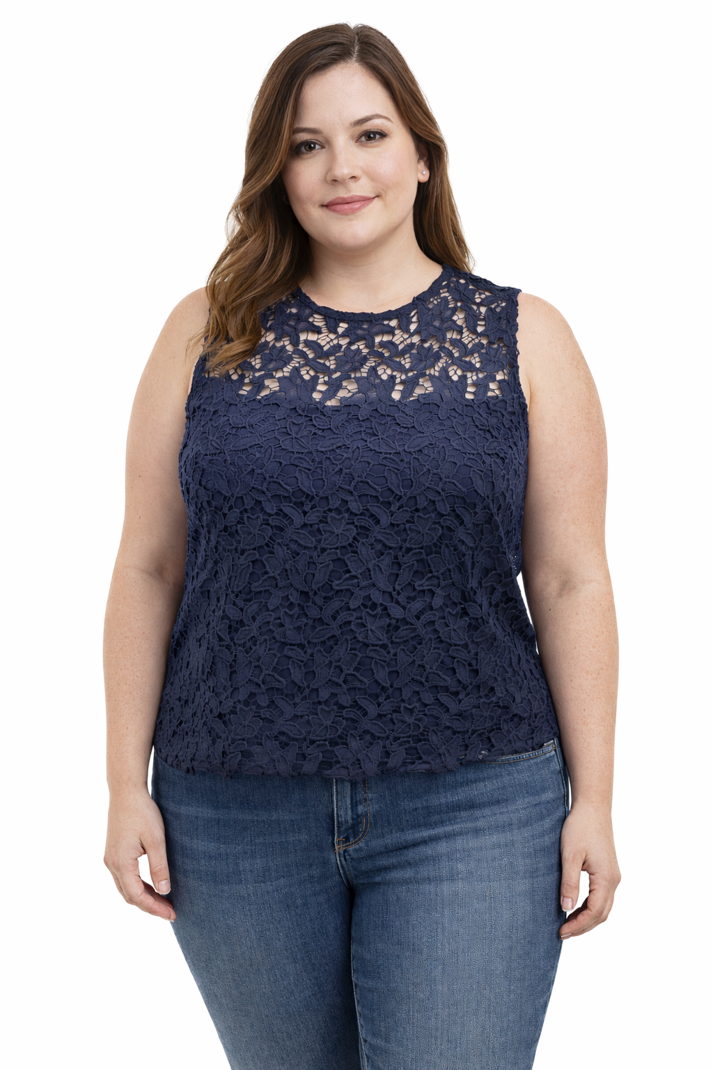 Nanette Lepore Navy Crochet Pre-Owned Ladies Top - Size XL