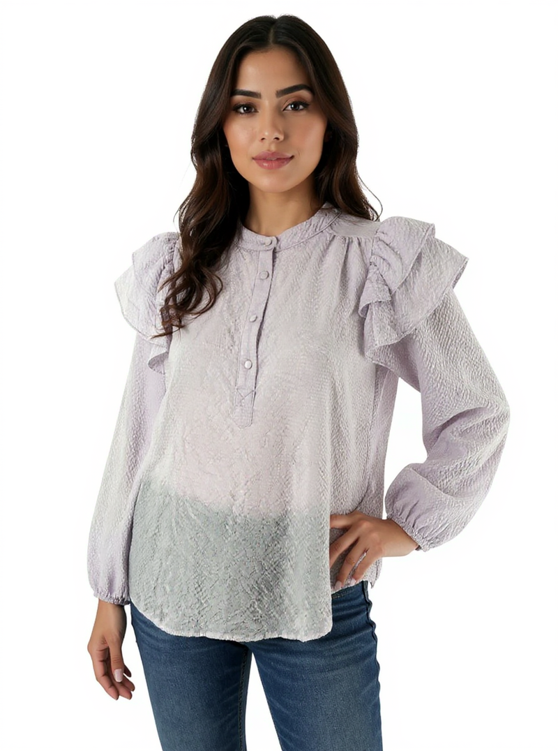 French Lavender Textured Pre-Owned Ladies Top - Size Small