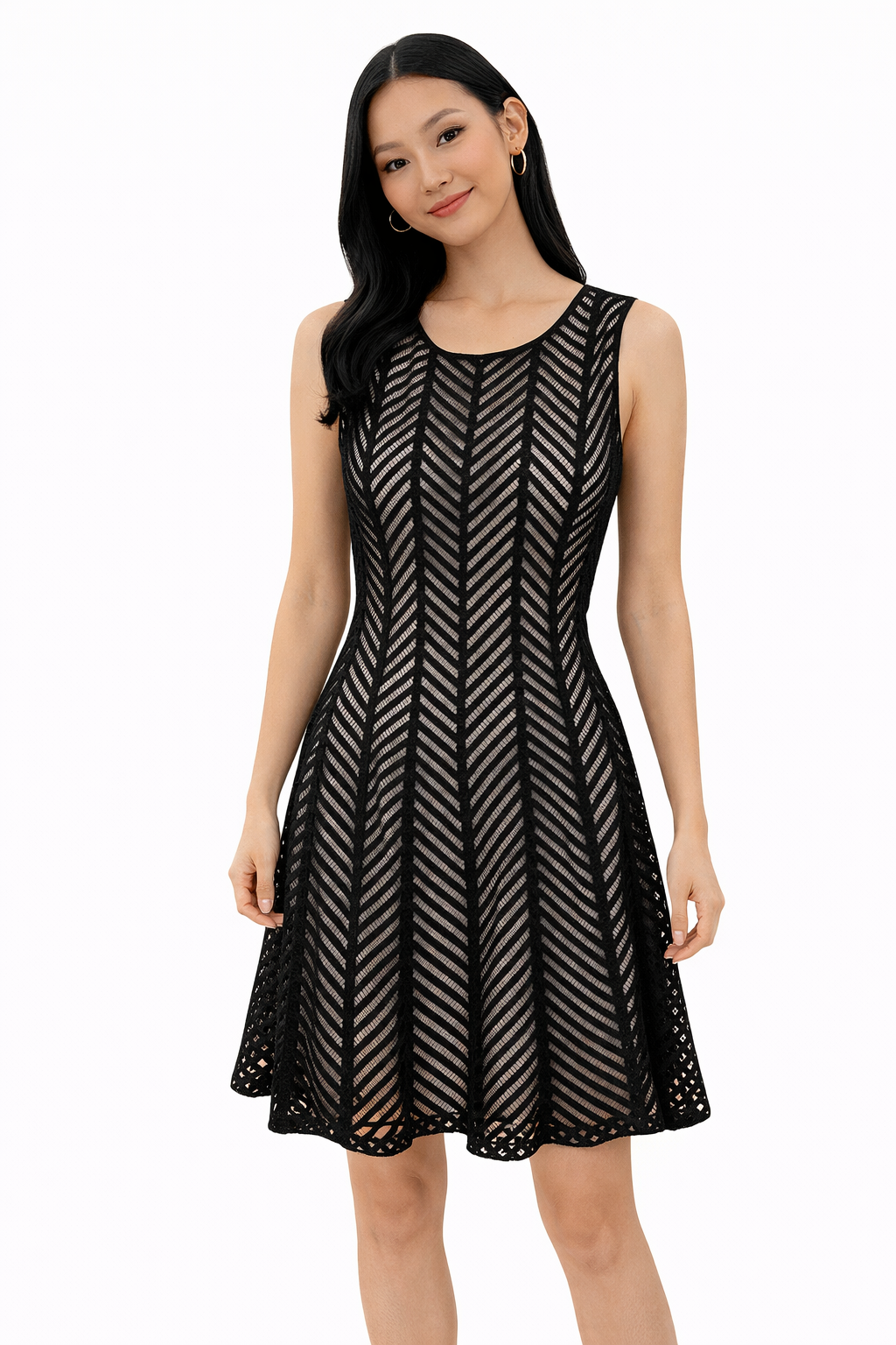 Calvin Klein Black/White Pre-Owned Ladies Dress - Size 10