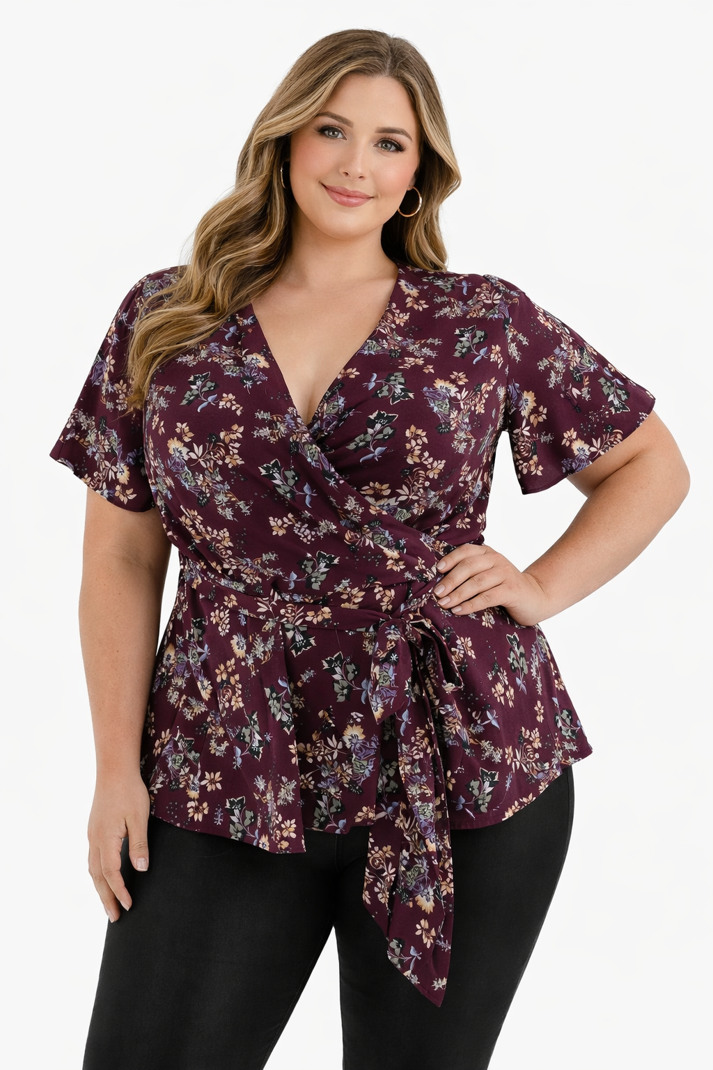 Loft Plum/Multi Floral Pre-Owned Ladies Casual Top -  Size 18