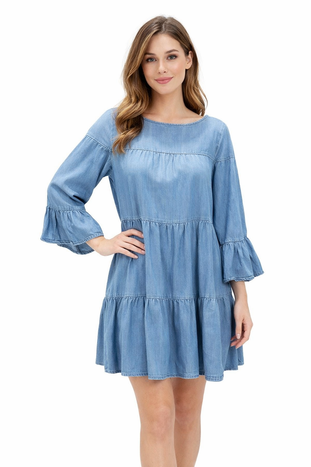 Zara Chambray Solid Pre-Owned Ladies Dress - Size XS