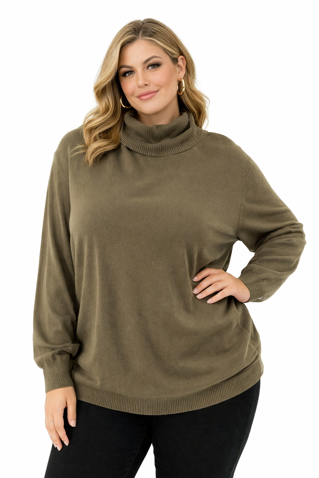 Olive green Calvin Klein pre-owned casual top for ladies in size XL, featuring a simple solid design.