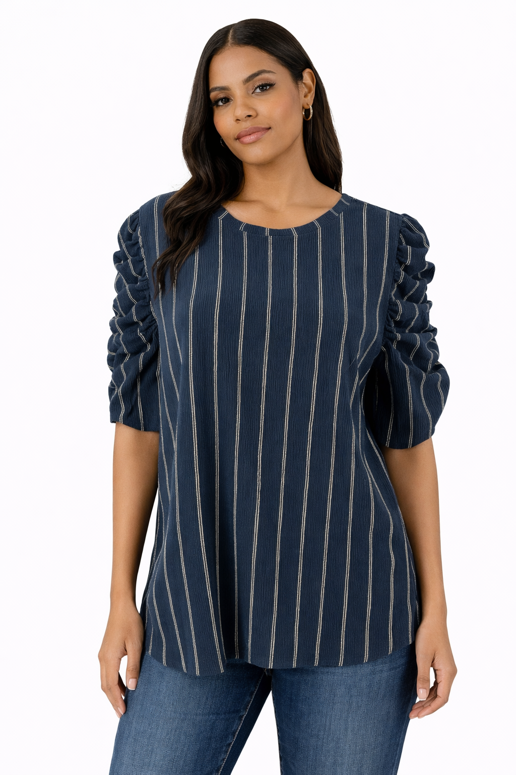 Loft Navy/White Striped Pre-Owned Ladies Top - Size XL