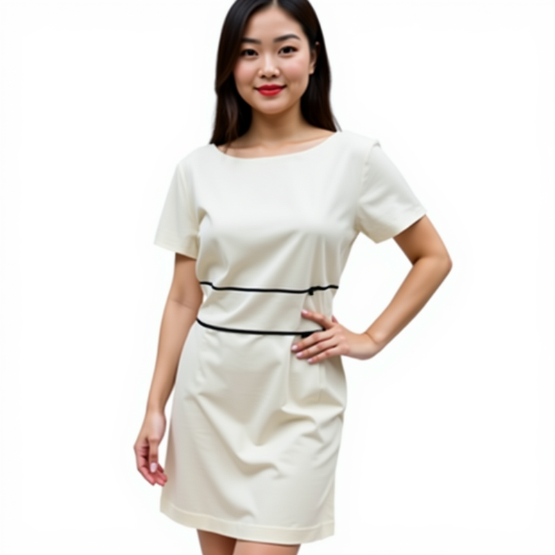 Talbots White/Black Textured Pre-Owned Ladies Dress - Size 12