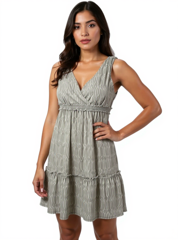 Loft Gray/White Print Pre-Owned Ladies Dress - Size XS