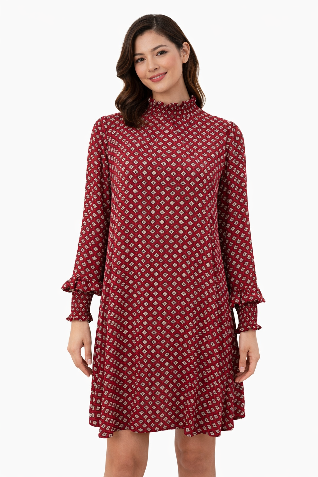 MP/C Red/Black/Tan/Biege Diamond Pre-Owned Ladies Dress - Size XS - Margaret’s Fine Consignment