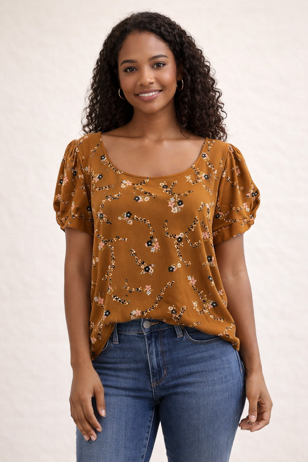 Loft Taupe Floral Pre-Owned Ladies Top - Size XL - Margaret’s Fine Consignment