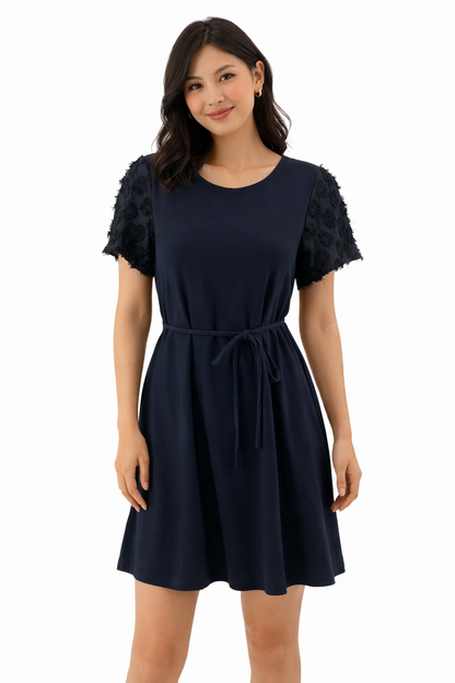 Loft Navy Solid Pre-Owned Ladies Dress - Size Medium Petite