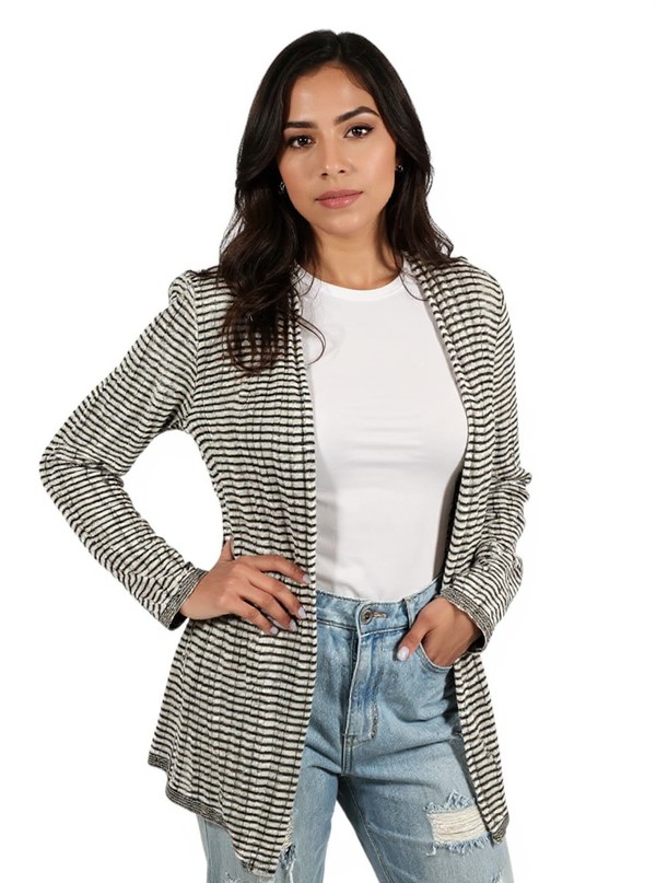 Eileen Fisher Gray/Tan Striped Pre-Owned Ladies Shrug - Size Petite