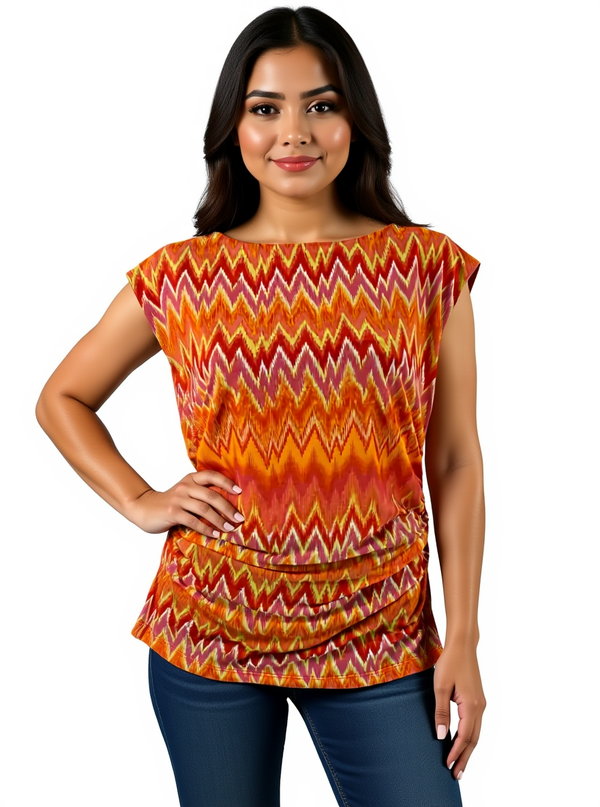 Vince Camuto Orange/Pink Pre-Owned Ladies Top - Size Medium