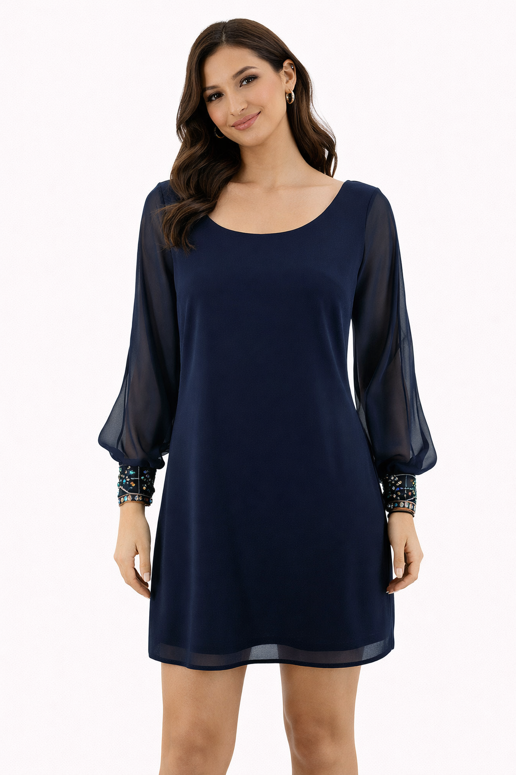 Brigitte Bailey Navy Solid Pre-Owned Ladies Dress - Size Small - Margaret’s Fine Consignment