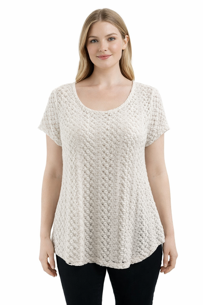 JM Collection White Lace Pre-Owned Ladies Casual Top -  Size Large Petite