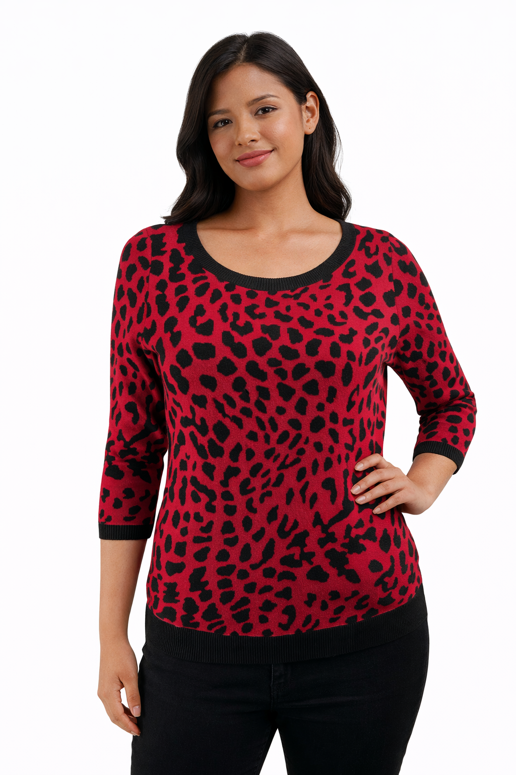 Talbots Red/Black Pre-Owned Ladies Top -  Size Petite