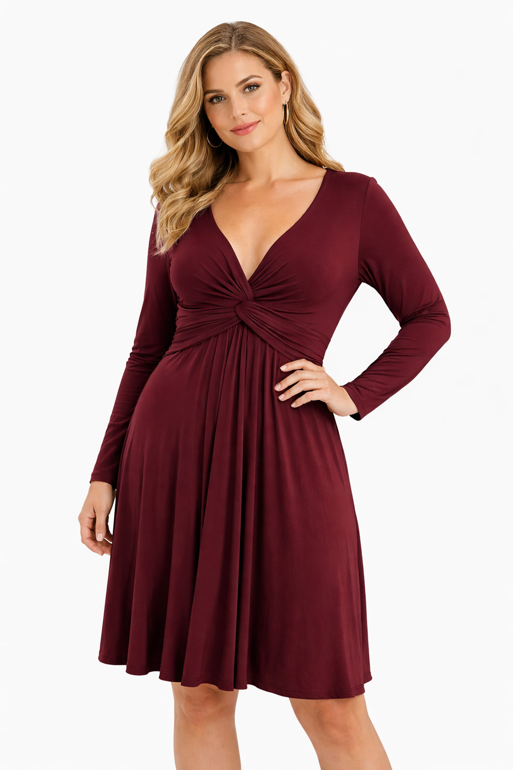 Jones New York Burgundy Solid Pre-Owned Ladies Dress - Size 4