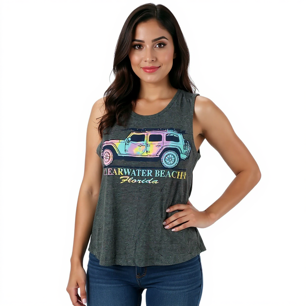 Surf Style Gray/Multi Print Pre-Owned Ladies Top - Size Medium