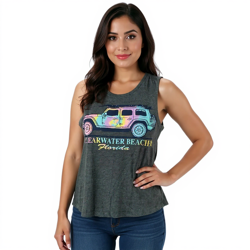 Surf Style Gray/Multi Print Pre-Owned Ladies Top - Size Medium