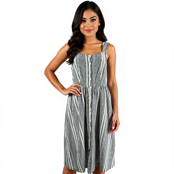A.N.A. White/Blue Striped Pre-Owned Ladies New with Tags Dress – Size Medium