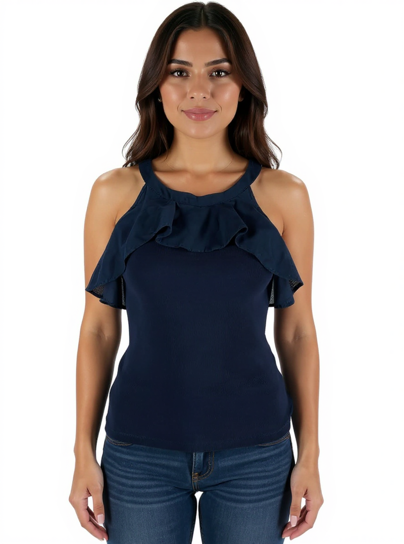 Maeve Navy Solid Pre-Owned Ladies Top - Size XS