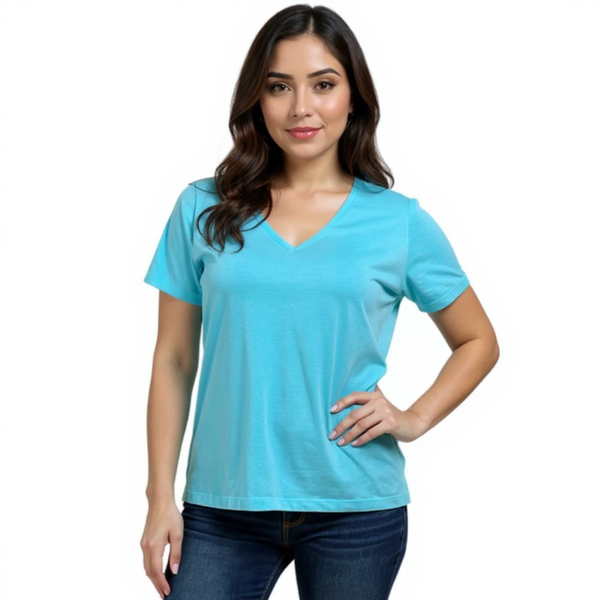 Land's End Aqua Solid Pre-Owned Ladies Top - Size 1XL