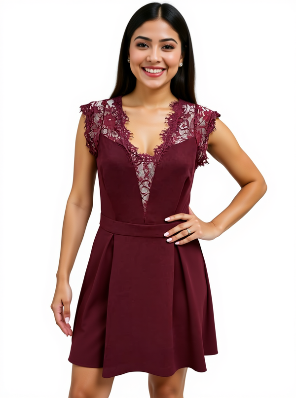 BCBGeneration Maroon Solid Ladies Pre-Owned Dress - Size 6
