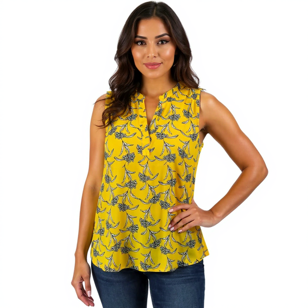 Papermoon Yellow/White Floral Ladies Pre-Owned Top - Size Small
