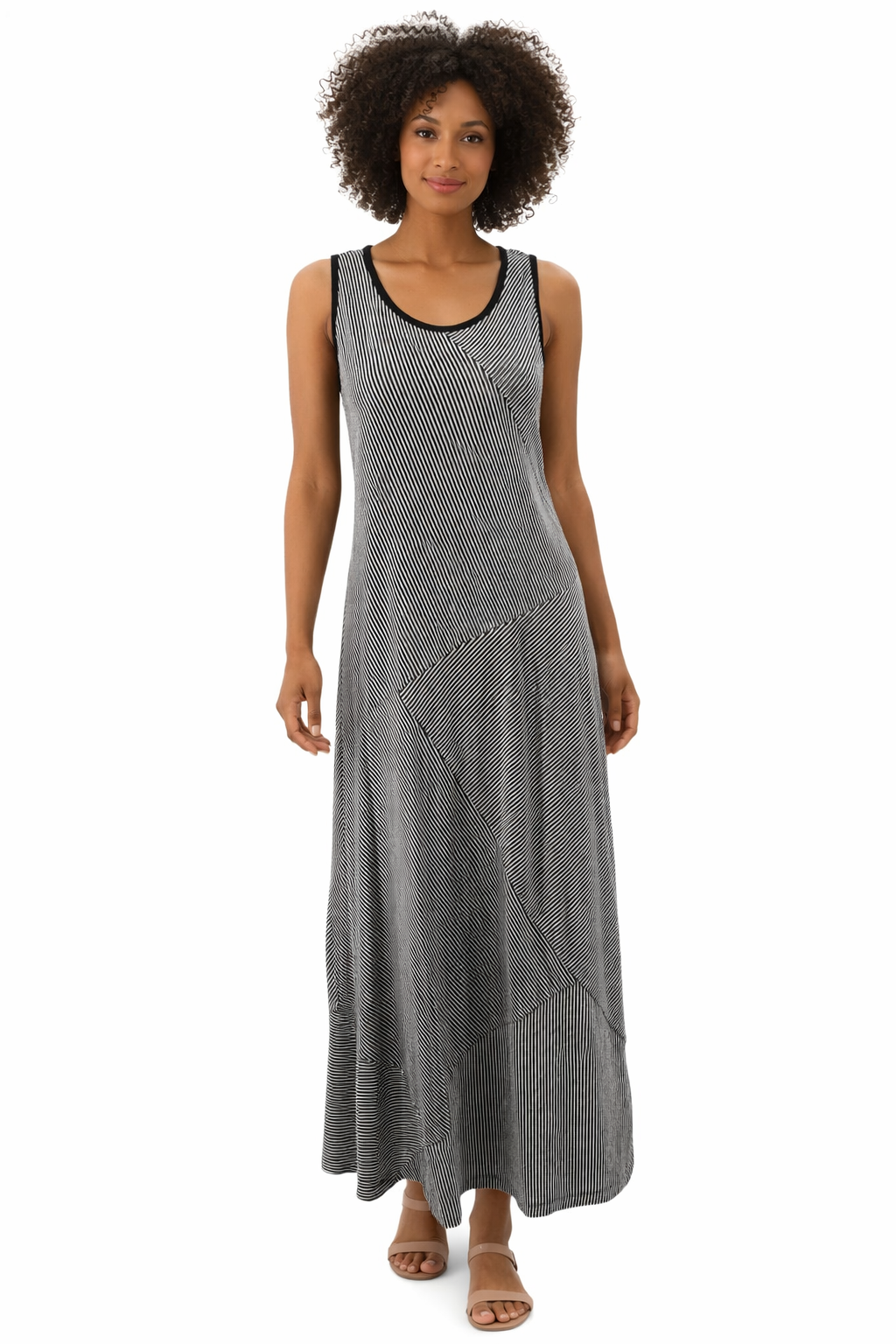 Talbots Navy/White Stripe Pre-Owned Ladies Dress - Size Small Petite