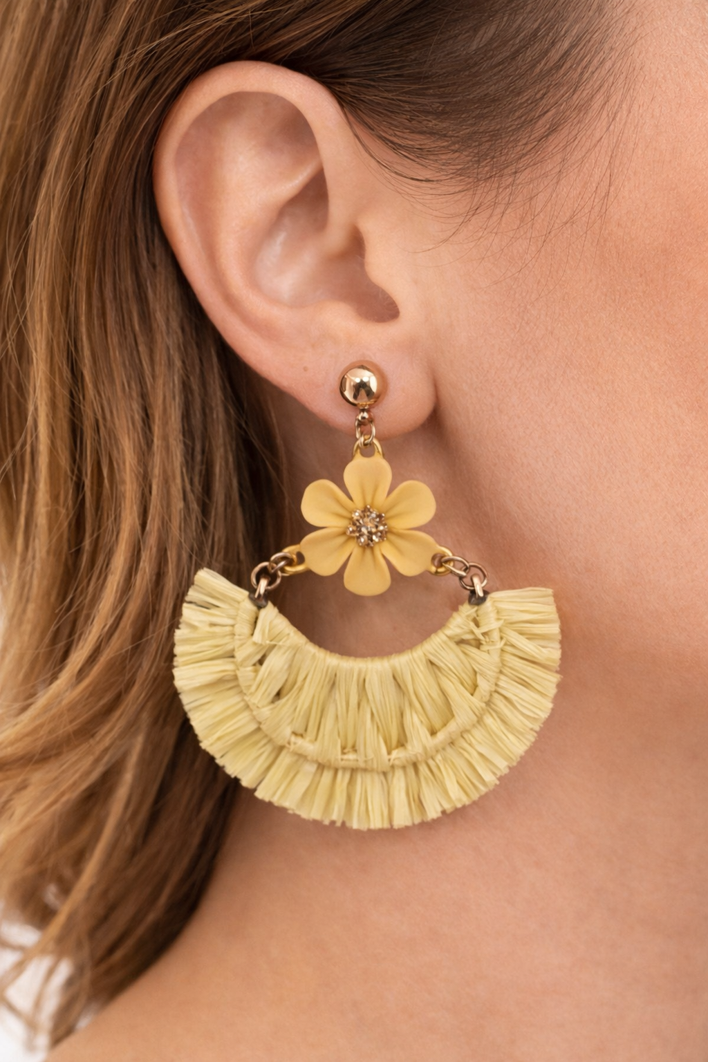 Yellow Floral Drop Earrings