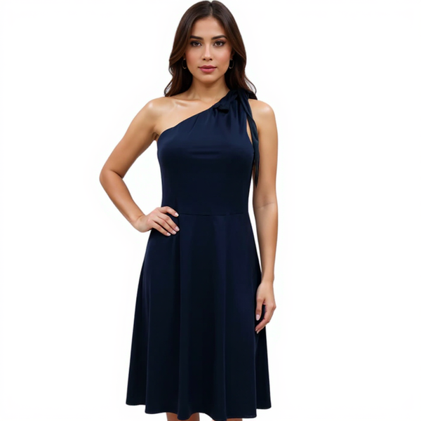 Loft Navy Solid Ladies Pre-Owned Dress - Size Small