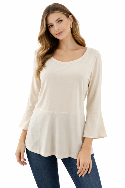 Issac Mizrahi Cream Solid Pre-Owned Ladies Top - Size Small