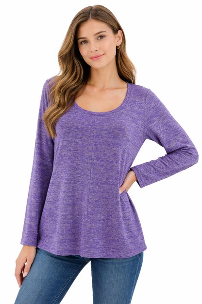 Jones New York Purple Heathered Pre-Owned Ladies Top -  Size Large