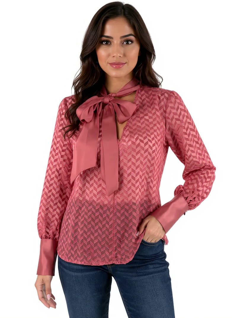 Worthington Pink Chevron Pre-Owned Top - Size Small