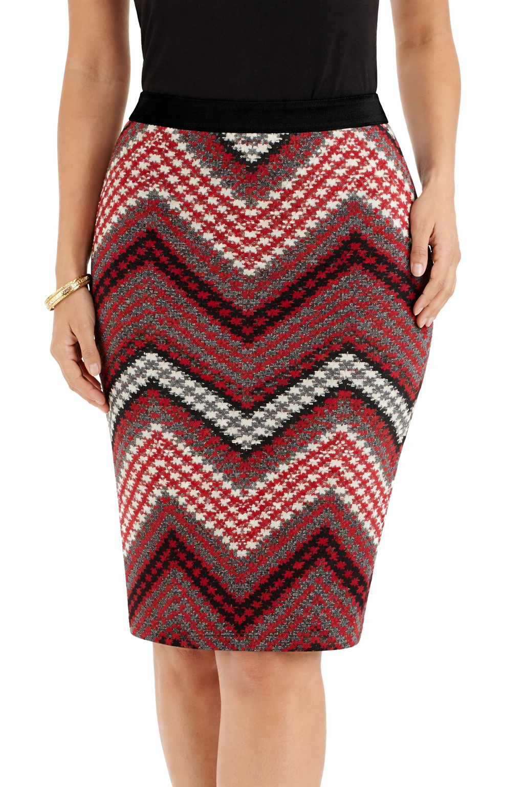 Aryeh Red/Black Print Pre-Owned Ladies New With Tags Skirt - Size Small