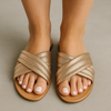 Ann Taylor Gold Sparkle Sandals - Size 7