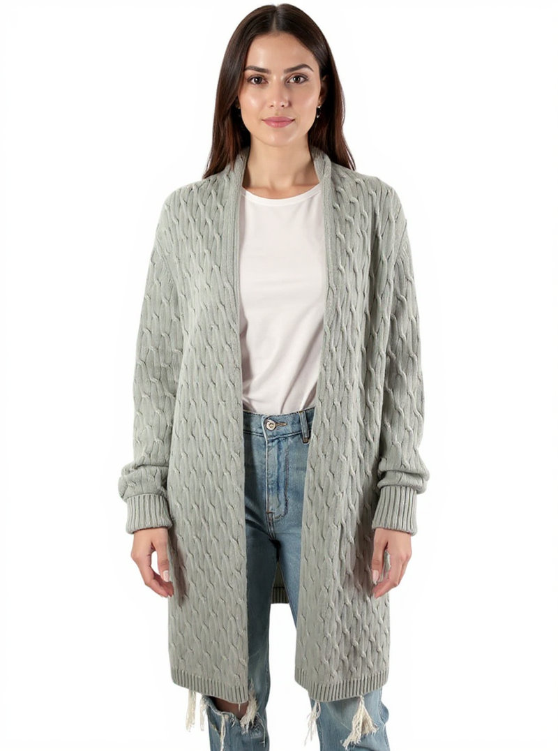 Cortland Park Sky Blue Cable Pre-Owned Ladies Shrug - Size Medium