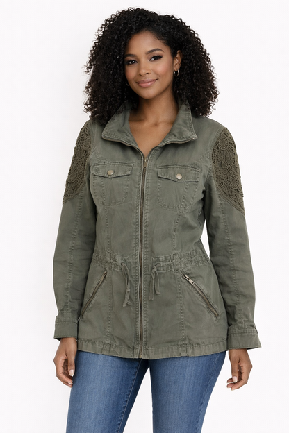 Love Tree Olive Lace Pre-Owned Ladies Jacket -Size Large - Margaret’s Fine Consignment