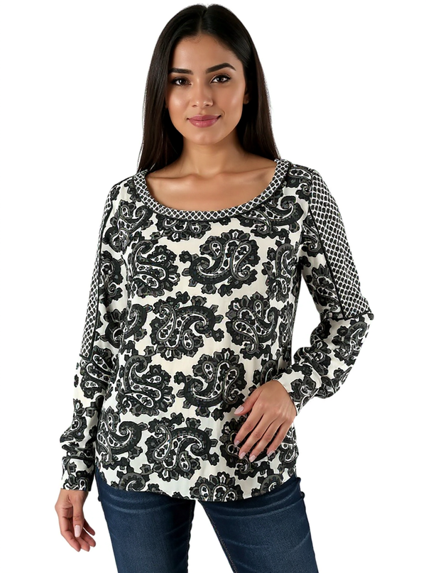 Loft Black/White/Gray Paisley Pre-Owned Ladies Top - Size XS