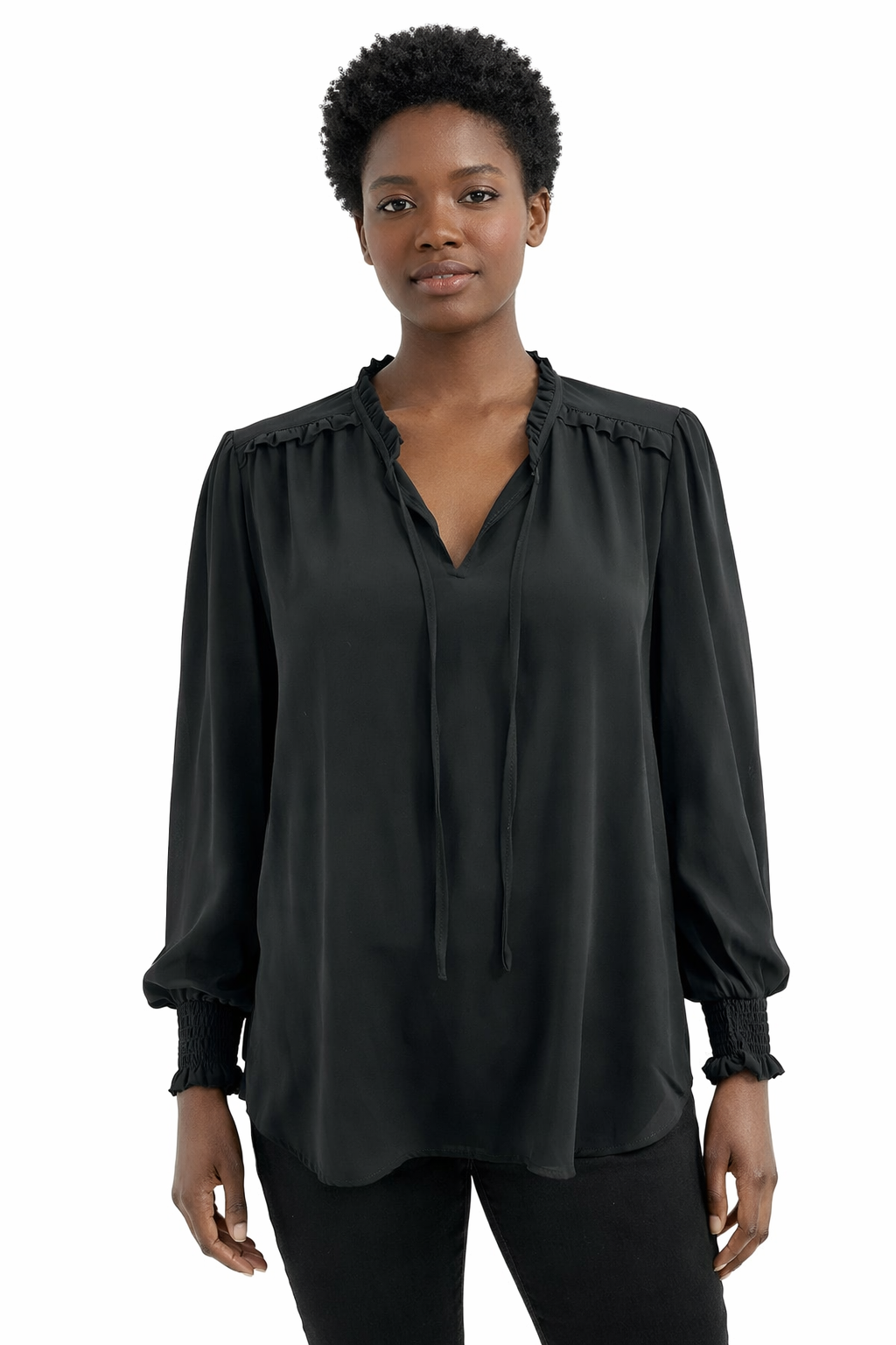 Loft Black Solid Pre-Owned Ladies Casual Top -  Size Medium Petite