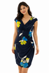 Ralph Lauren Navy/Yellow Floral Pre-Owned Ladies Dress - Size 8 Petite - Margaret’s Fine Consignment
