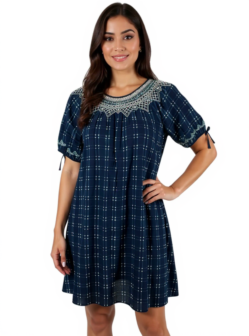 Madewell Navy Plaid Pre-Owned Ladies Dress - Size Small