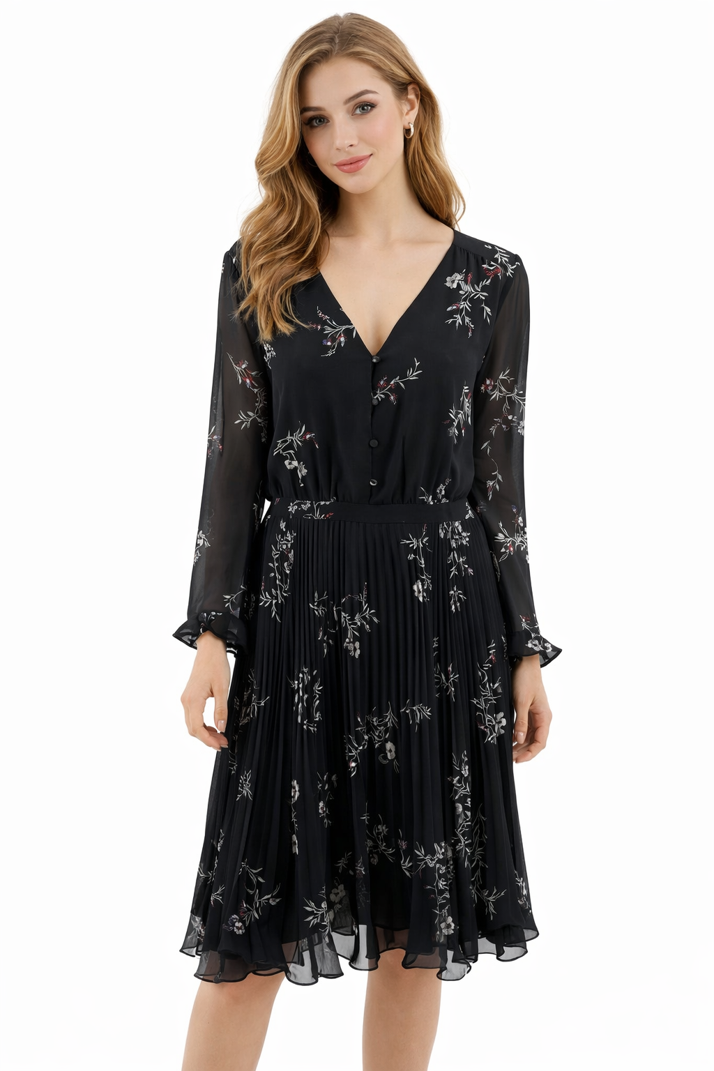 Ann Taylor Navy/Red/Aqua/Teal Floral Pre-Owned Ladies Dress - Size 12