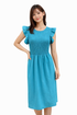 Michelle McDowell Aqua Solid Ladies Pre-Owned Dress - Size Large - Margaret’s Fine Consignment