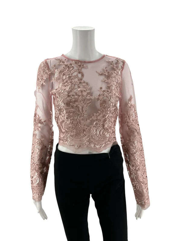 Fashion Nova Pink Mesh Pre-Owned Ladies New with Tags Top - Size Small