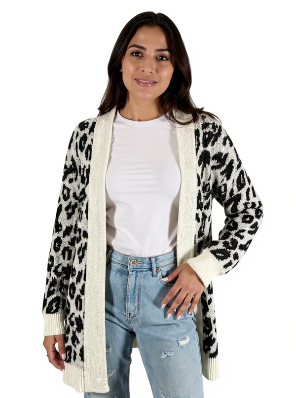 BB Dakota Cream/Black/Pink Animal Pre-Owned Ladies Shrug - Size XS