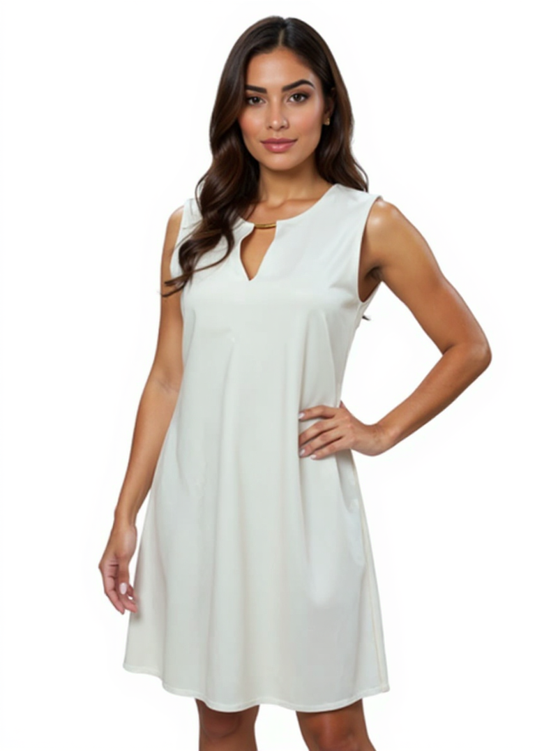 Jude Connally White Solid Pre-Owned Ladies Dress - Size Small