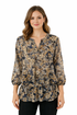 Liz Claiborne Brown/Blue Floral Pre-Owned Ladies Top - Size Medium - Margaret’s Fine Consignment