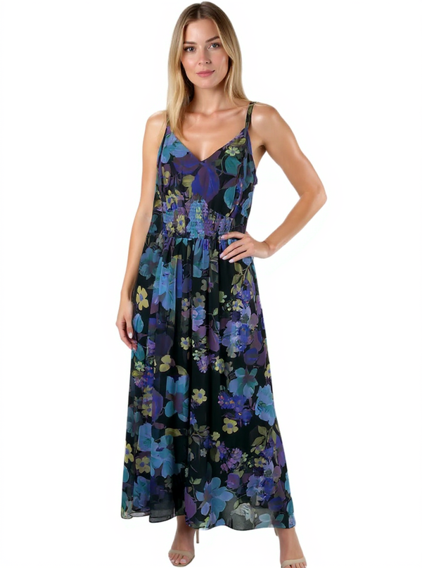 City Chic Black/Purple/Green Floral Pre-Owned Ladies Dress - Size XS