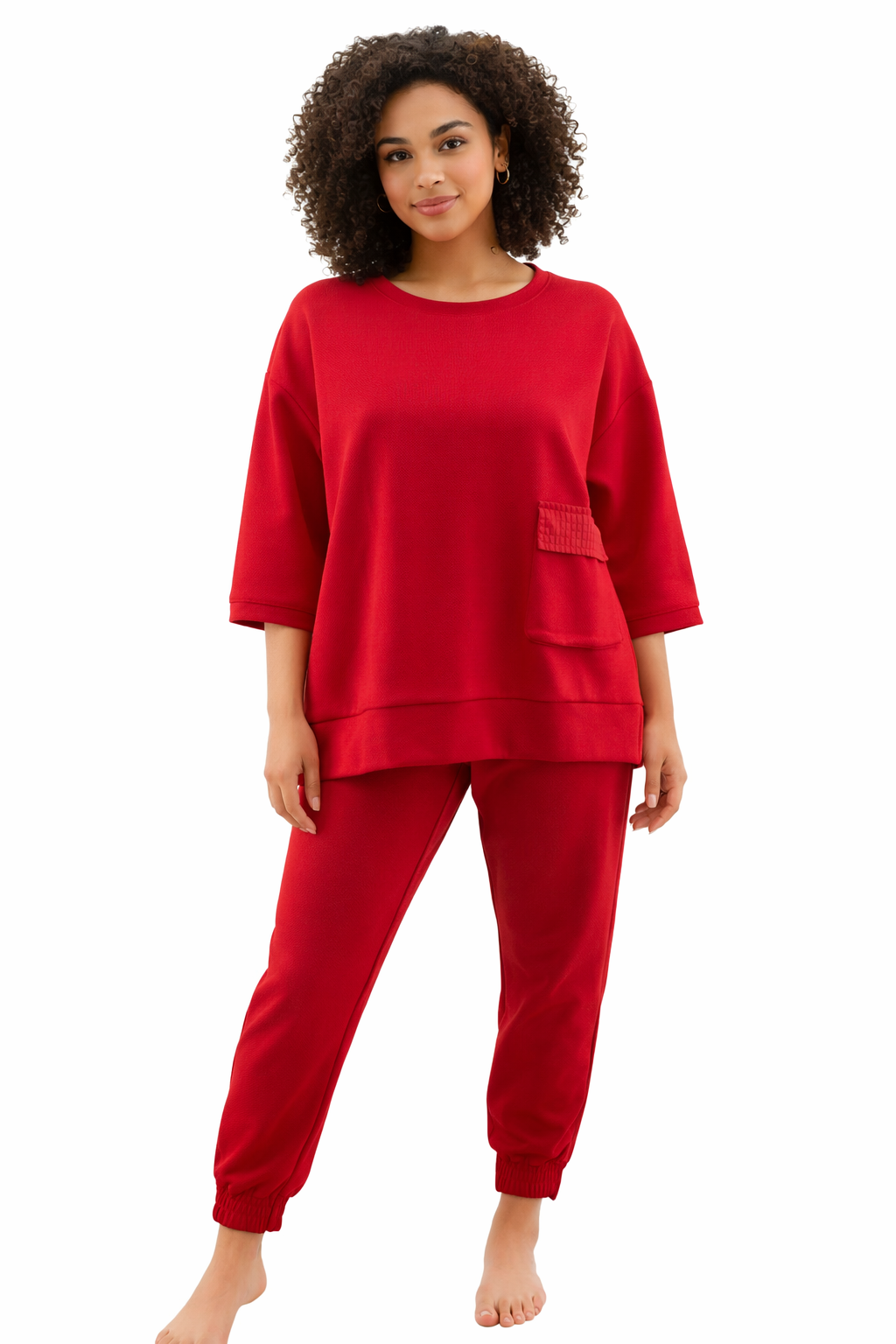 Joh Red Solid Ladies Pre-Owned 2PC Ensemble - Size Small