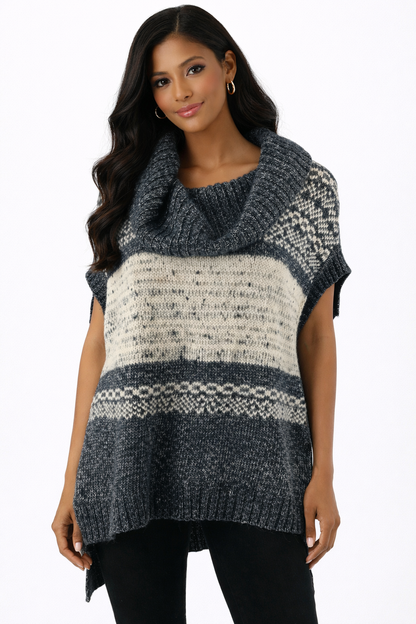 BCBG - Cream/Blue Speckled Pre-Owned Ladies Casual Top - Size XS/S